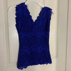 INC International Royal Blue Lace Top/Blouse
